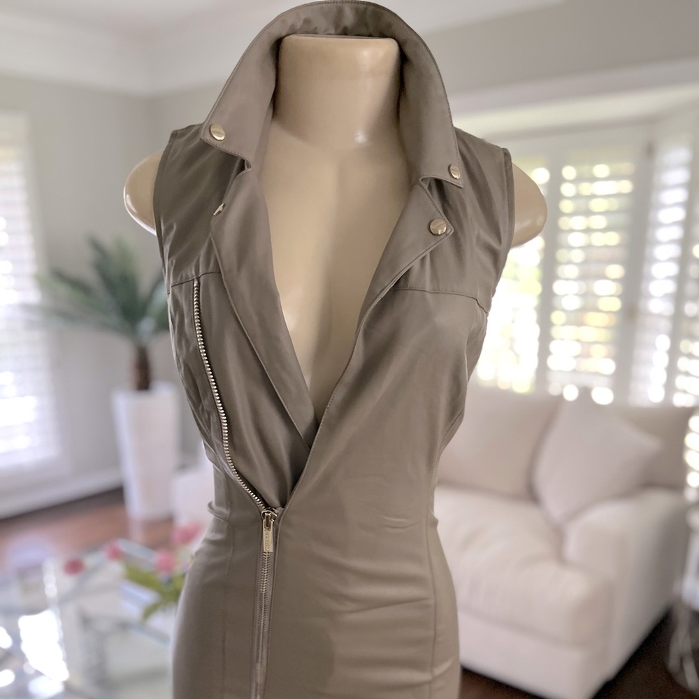 Taupe faux leather House of CB dress
